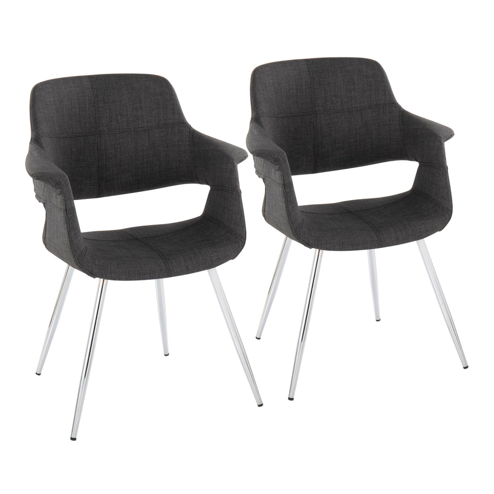 Vintage Flair Glam/Art Deco Chair in Black Metal and Cream Fabric By LumiSource - Set of 2 | Dining Chairs | Modishstore - 33