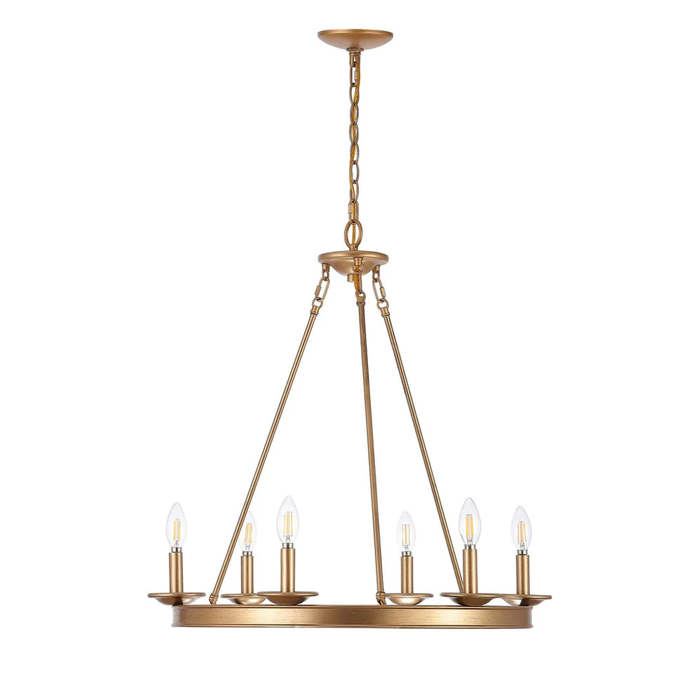 Safavieh Joris 6Lt Chandelier - Gold Painted | Chandeliers | Modishstore - 5