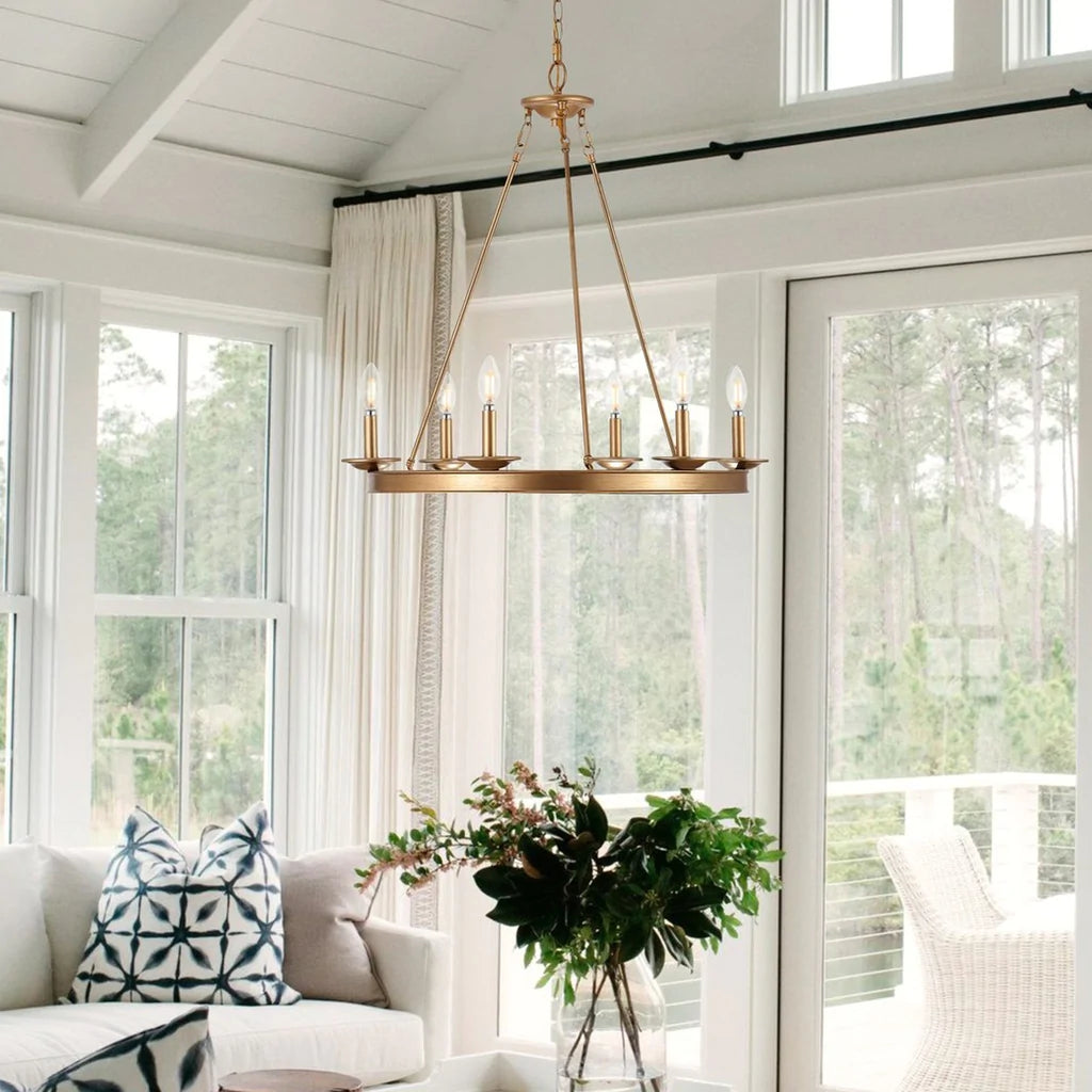Safavieh Joris 6Lt Chandelier - Gold Painted | Chandeliers | Modishstore