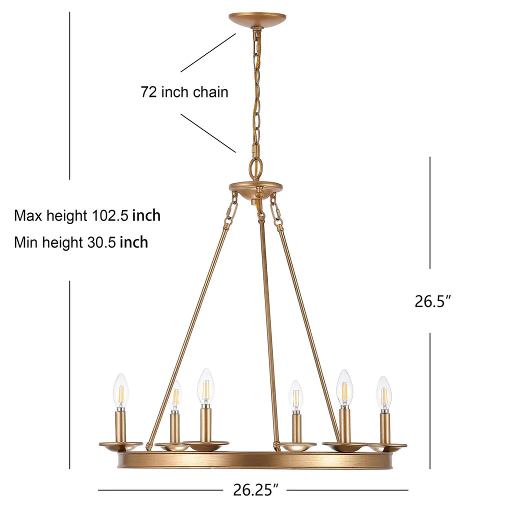 Safavieh Joris 6Lt Chandelier - Gold Painted | Chandeliers | Modishstore - 2