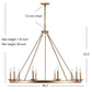 Safavieh Telta 10Lt Chandelier - Gold Painted | Chandeliers | Modishstore - 3