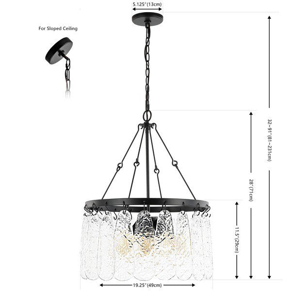 Safavieh Selene, 4 Light, 20 Inch, Black/Clear, Iron/Glass Chandelier - Black | Chandeliers | Modishstore - 3