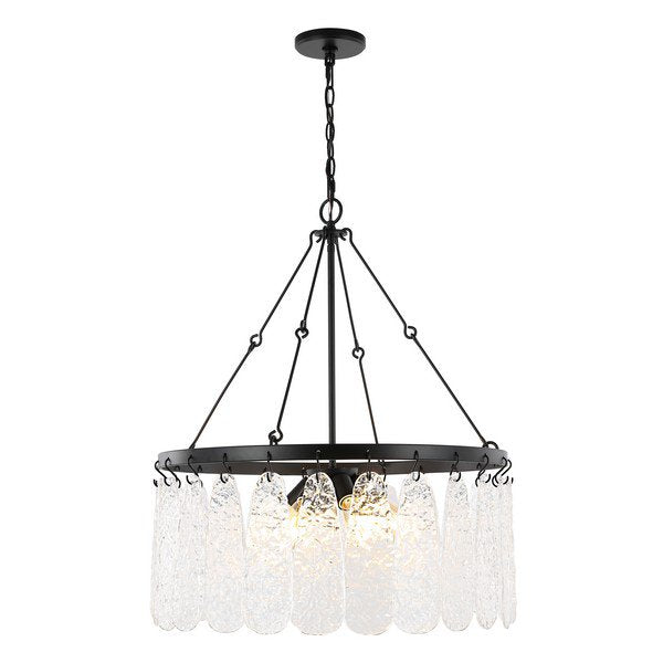 Safavieh Aremythia, 6 Light, 25 Inch, Black/Clear, Iron/Glass Chandelier - Black | Chandeliers | Modishstore - 2