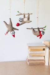 Felt Christmas Sloth Ornaments Set Of 3 By Kalalou