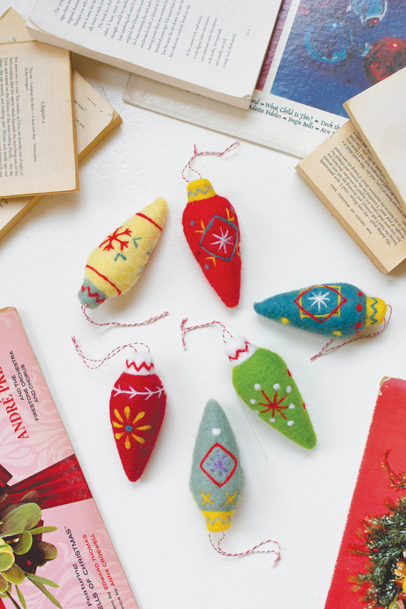 Set Of Six Felt Christmas Ornaments By Kalalou | Ornaments | Modishstore