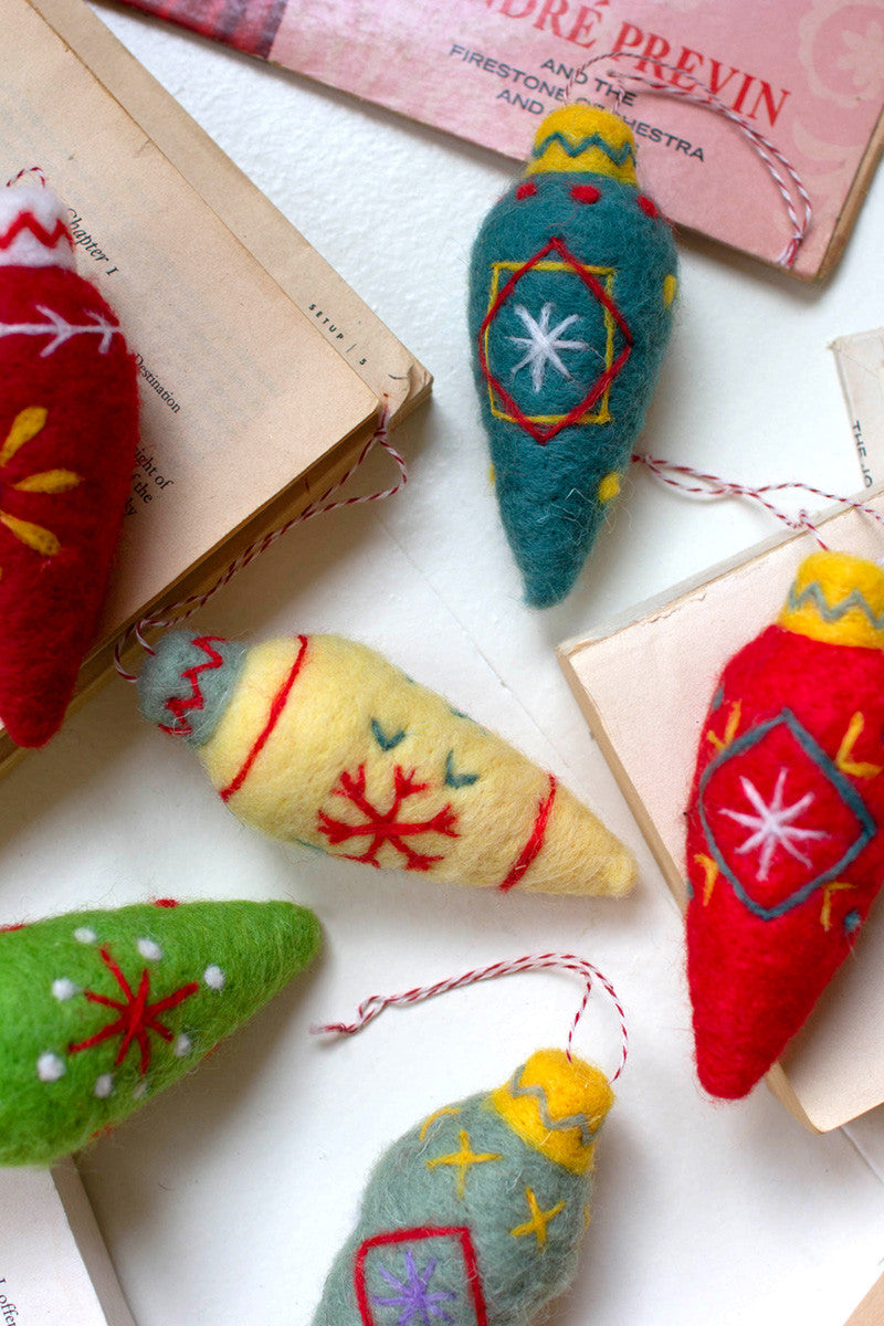 Set Of Six Felt Christmas Ornaments By Kalalou | Ornaments | Modishstore - 2