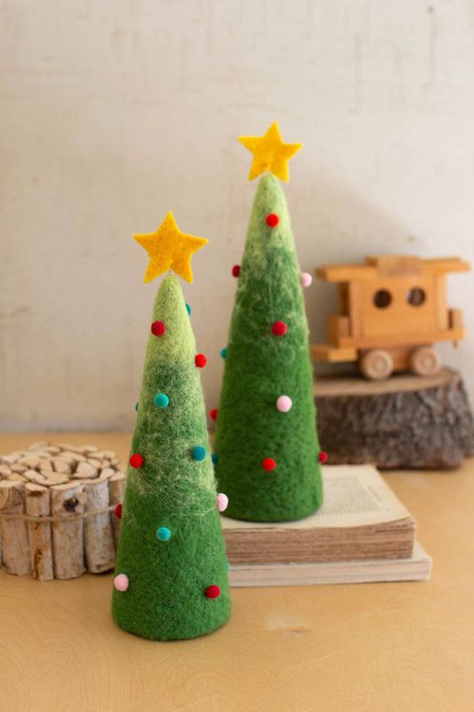 Set Of Two Felt Christmas Trees With Gold Stars By Kalalou | Christmas Trees | Modishstore