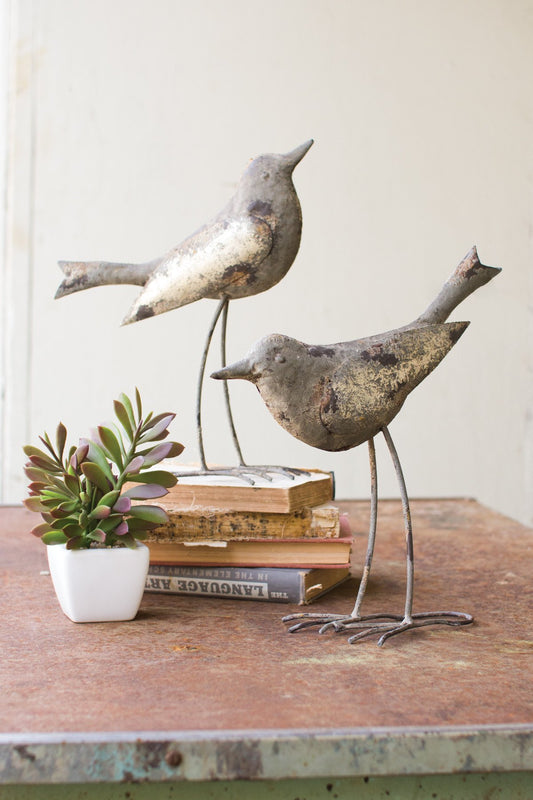 Kalalou Metal Birds - Rustic Grey - Set Of 2 | Modishstore | Animals & Pets