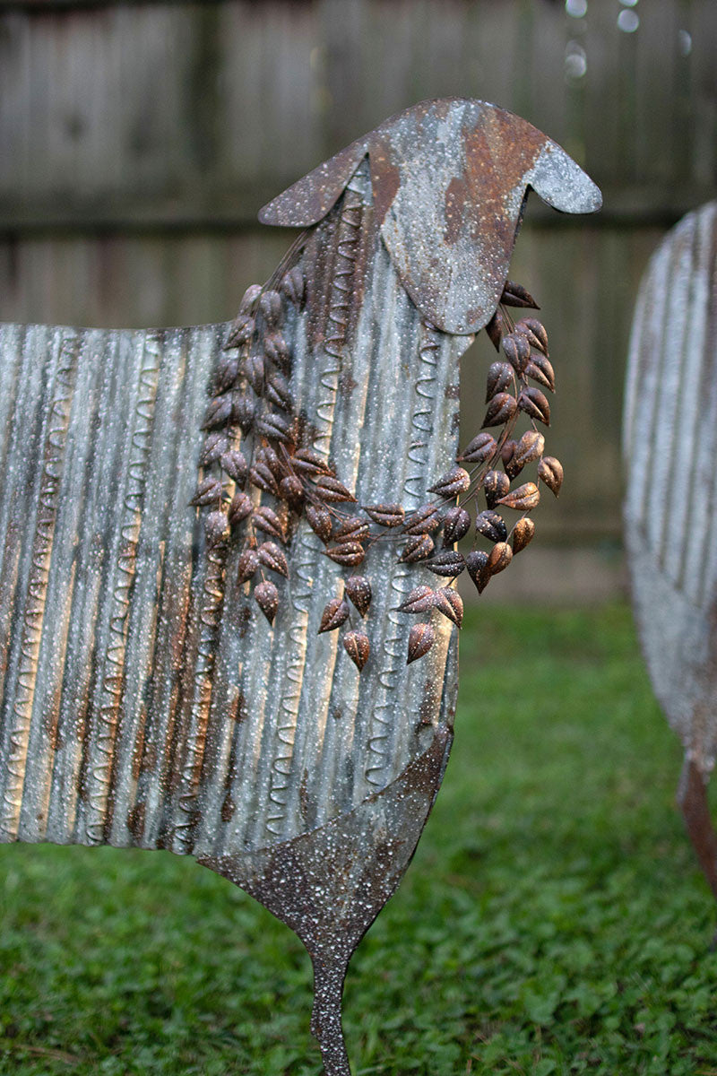 Corrugated Metal Christmas Sheep Yard Art S/3 By Kalalou-2