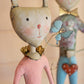 painted metal long leg boy and girl rabbits Set Of 2 By Kalalou-2