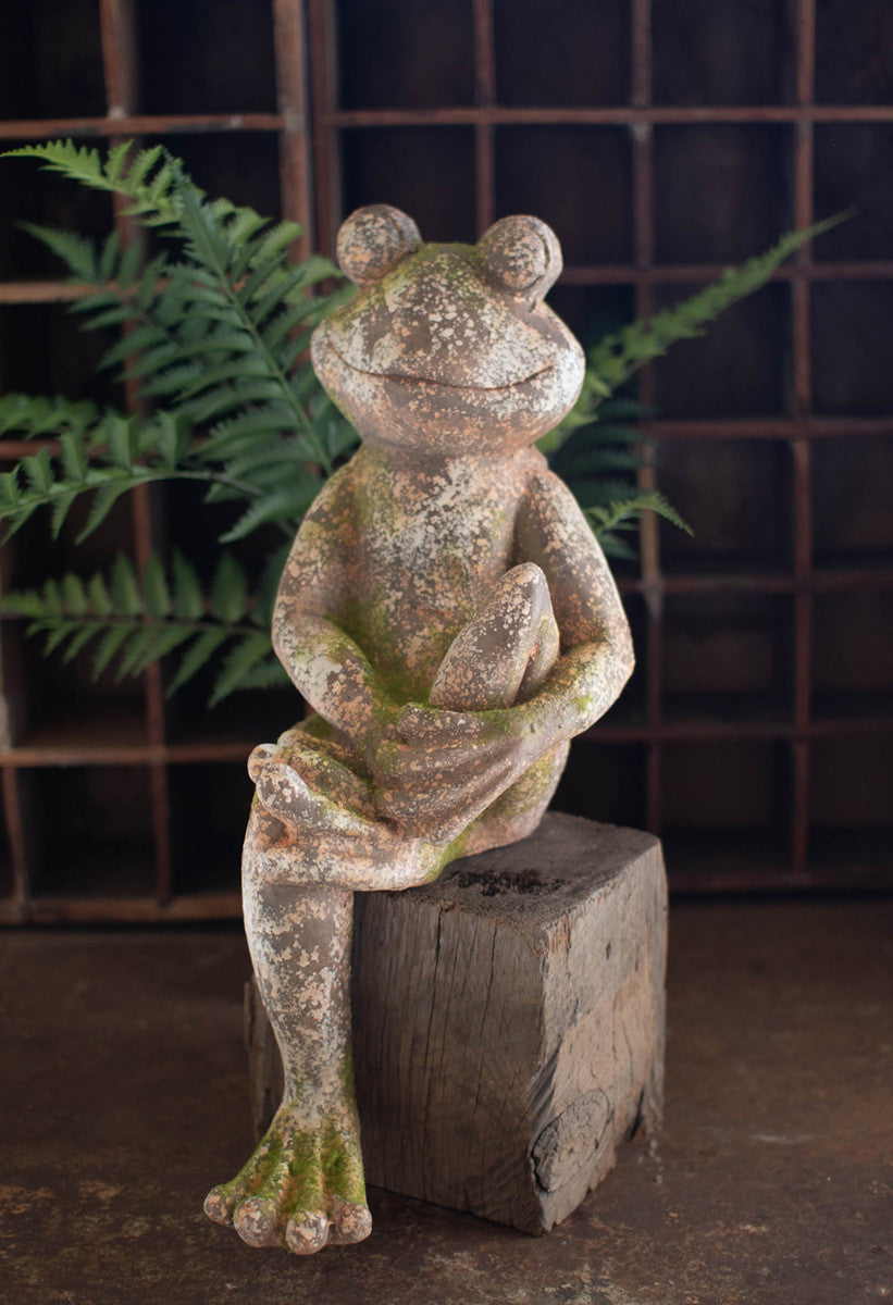 Faux Concrete Frog - Small By Kalalou | Animals & Pets | Modishstore