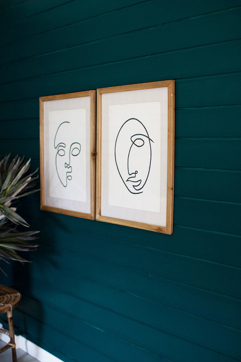 Face Prints Under Glass Set Of 2 By Kalalou | Modishstore | Wall Art