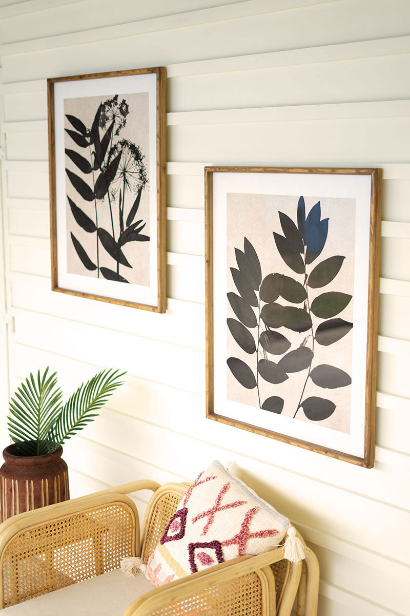 Framed Black Leaf Prints Under Glass Set Of 2 By kalalou-2