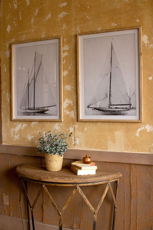 framed sailboat prints under glass Set Of 2 By Kalalou | Modishstore | Wall Decor