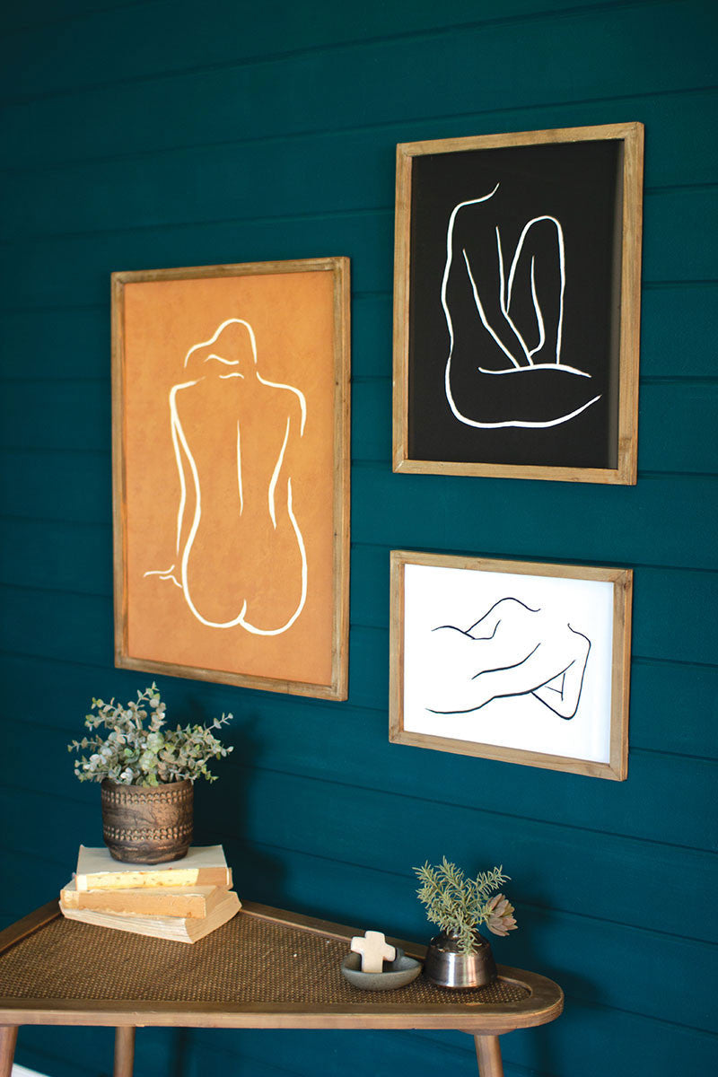 Framed Nude Prints Under Glass Set Of 3 By Kalalou | Modishstore | Wall Decor