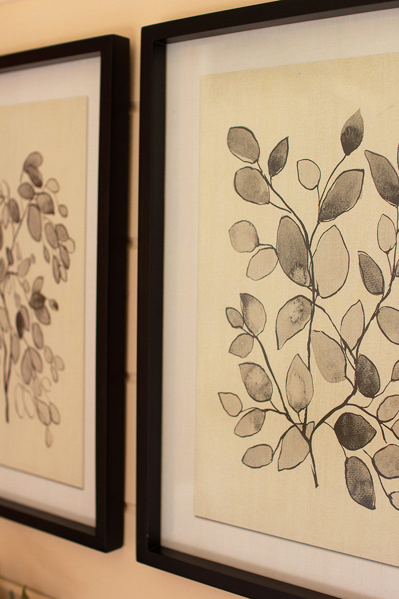 Framed Black Leaves Prints W Glass Set Of 2 By Kalalou | Wall Decor |  Modishstore  - 3