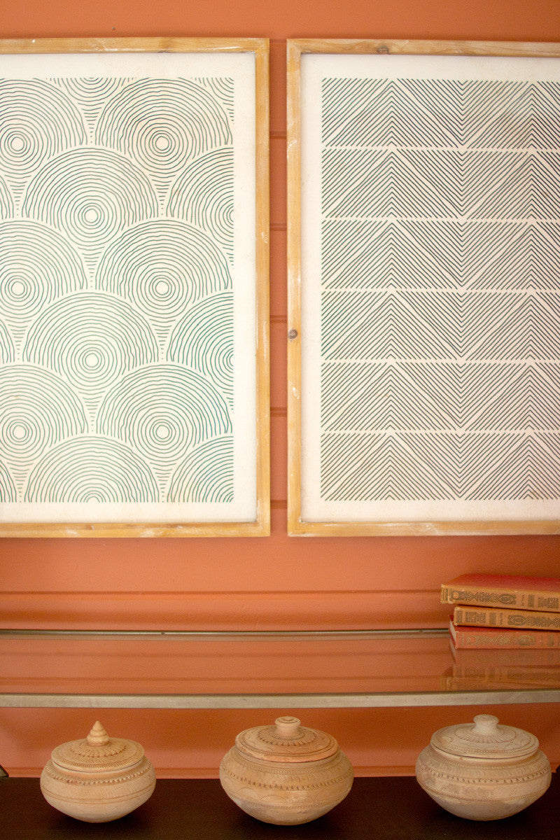 Framed Geometric Prints Under Glass Set Of 2 By Kalalou | Wall Decor |  Modishstore  - 3