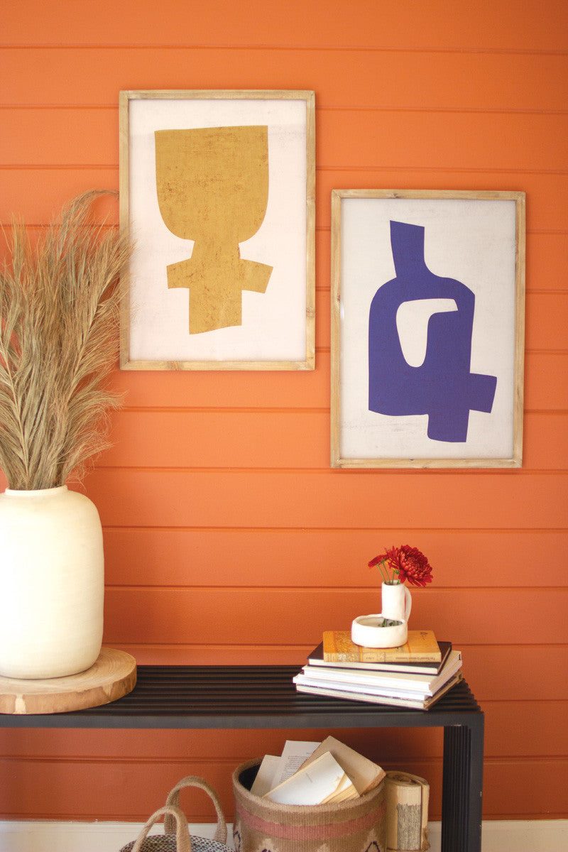 Framed Colorful Graphic Prints Under Glass Set Of 2 By Kalalou | Wall Decor |  Modishstore 