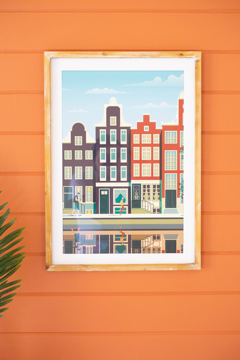 Amsterdam City Scape Print Under Glass | Wall Decor |  Modishstore 