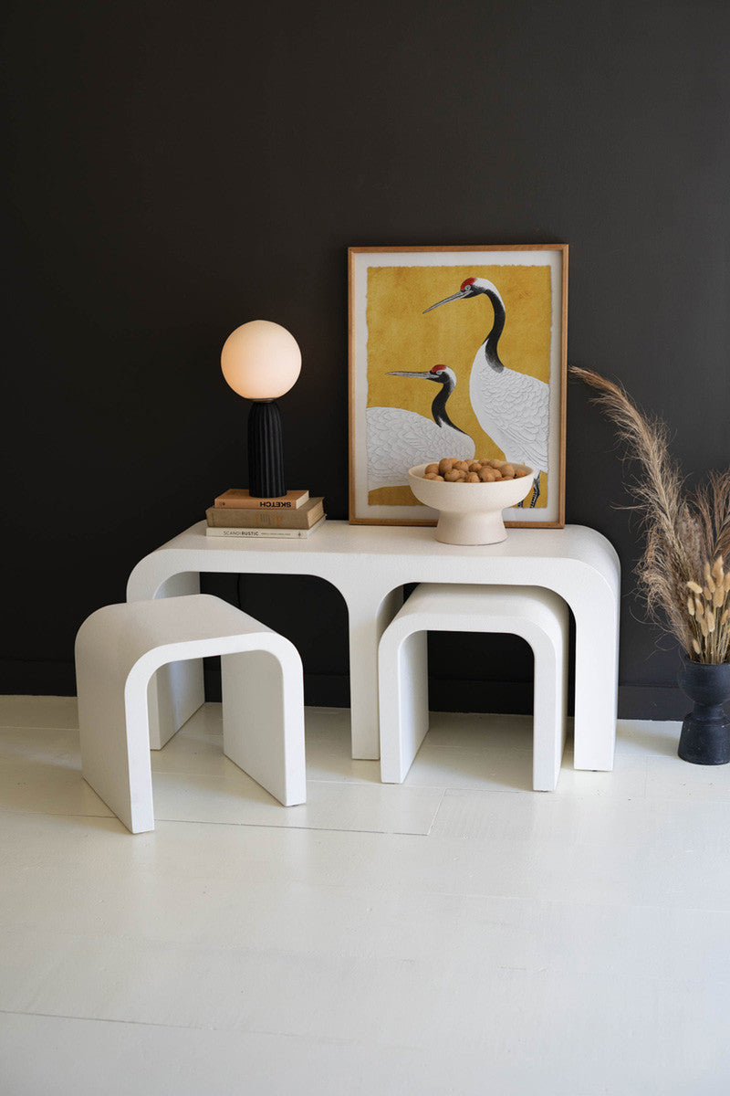 White Wood Rectangle Coffee Table W Nesting Accent Tables By Kalalou | Accent Tables | Modishstore - 2