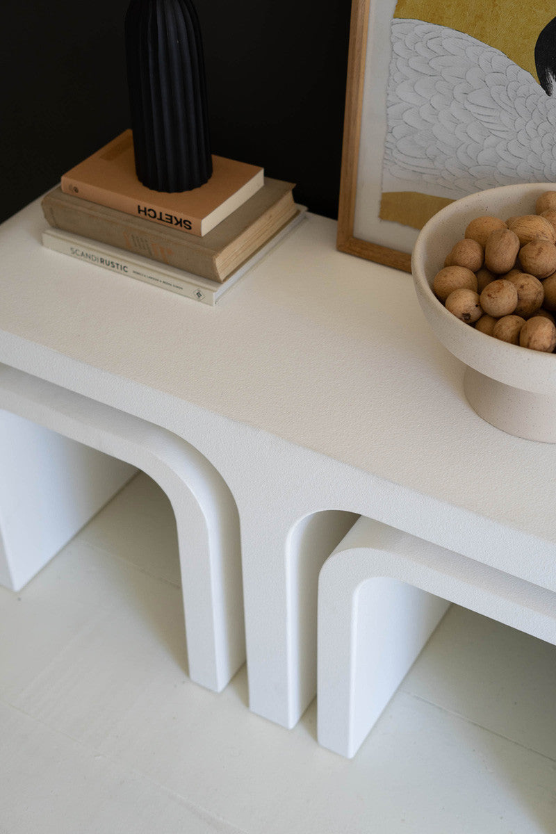 White Wood Rectangle Coffee Table W Nesting Accent Tables By Kalalou | Accent Tables | Modishstore - 4