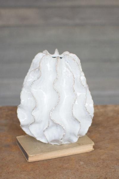 Kalalou Ceramic Ruffle Vase | Modishstore | Vases