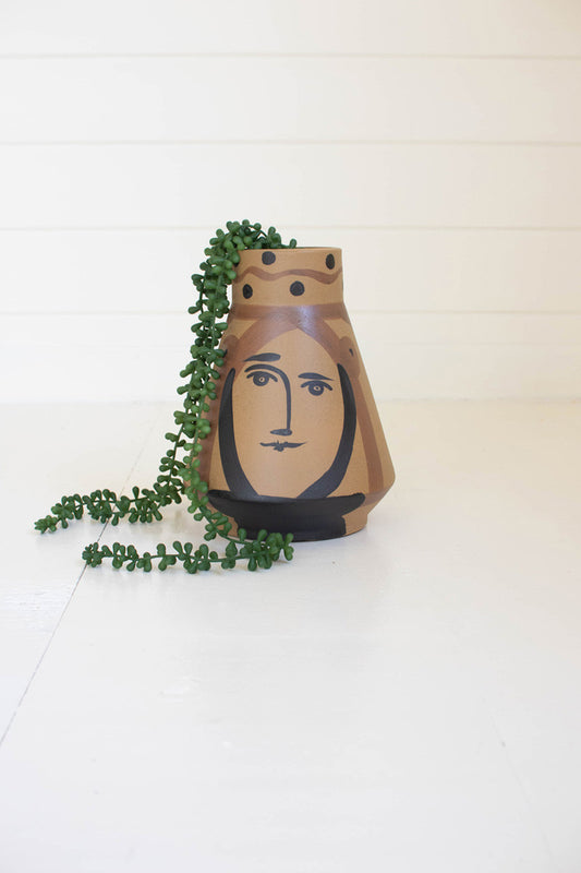 Ceramic Conical Face Vase By Kalalou | Vases | Modishstore