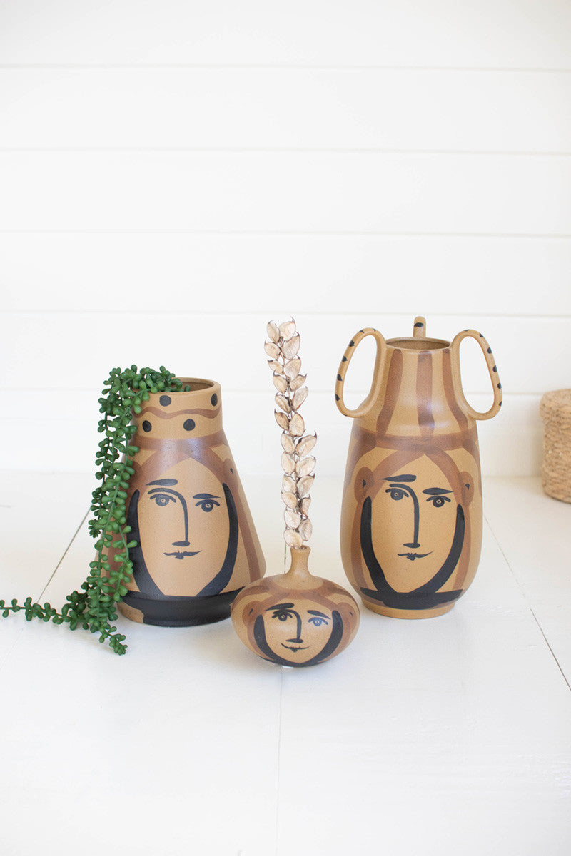 Ceramic Face With Handles By Kalalou | Vases | Modishstore - 3