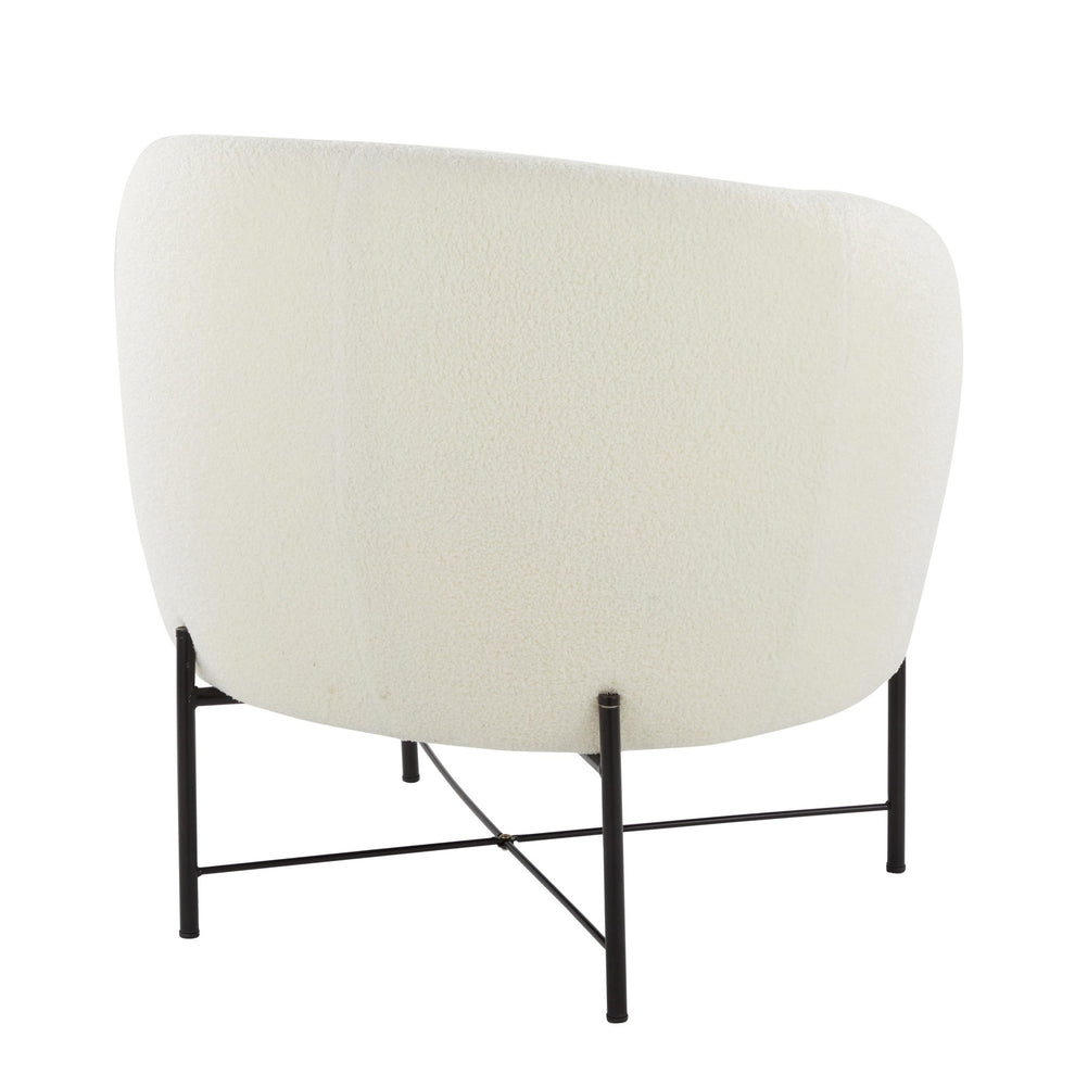 Chloe Contemporary Accent Chair in Black Metal and White Sherpa Fabric By LumiSource | Accent Chairs | Modishstore - 6