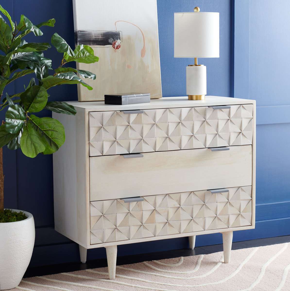 Safavieh Zinnia 3 Drawer Chest - White Wash | Drawers | Modishstore - 4