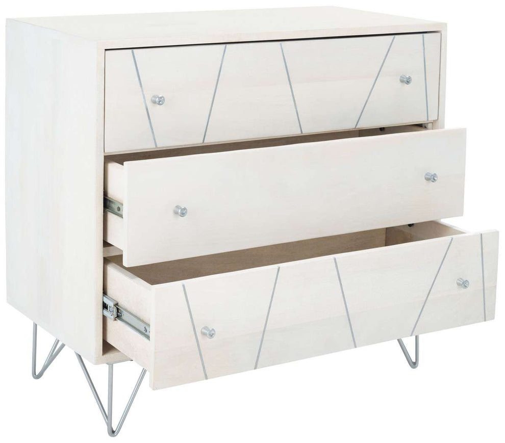 Safavieh Marigold 3 Drawer Chest - White Wash Silver | Drawers | Modishstore - 3