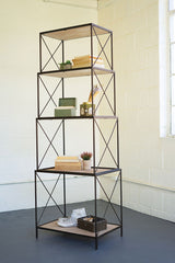 Stackable Four Tiered Metal & Wood Shelving Unit By Kalalou