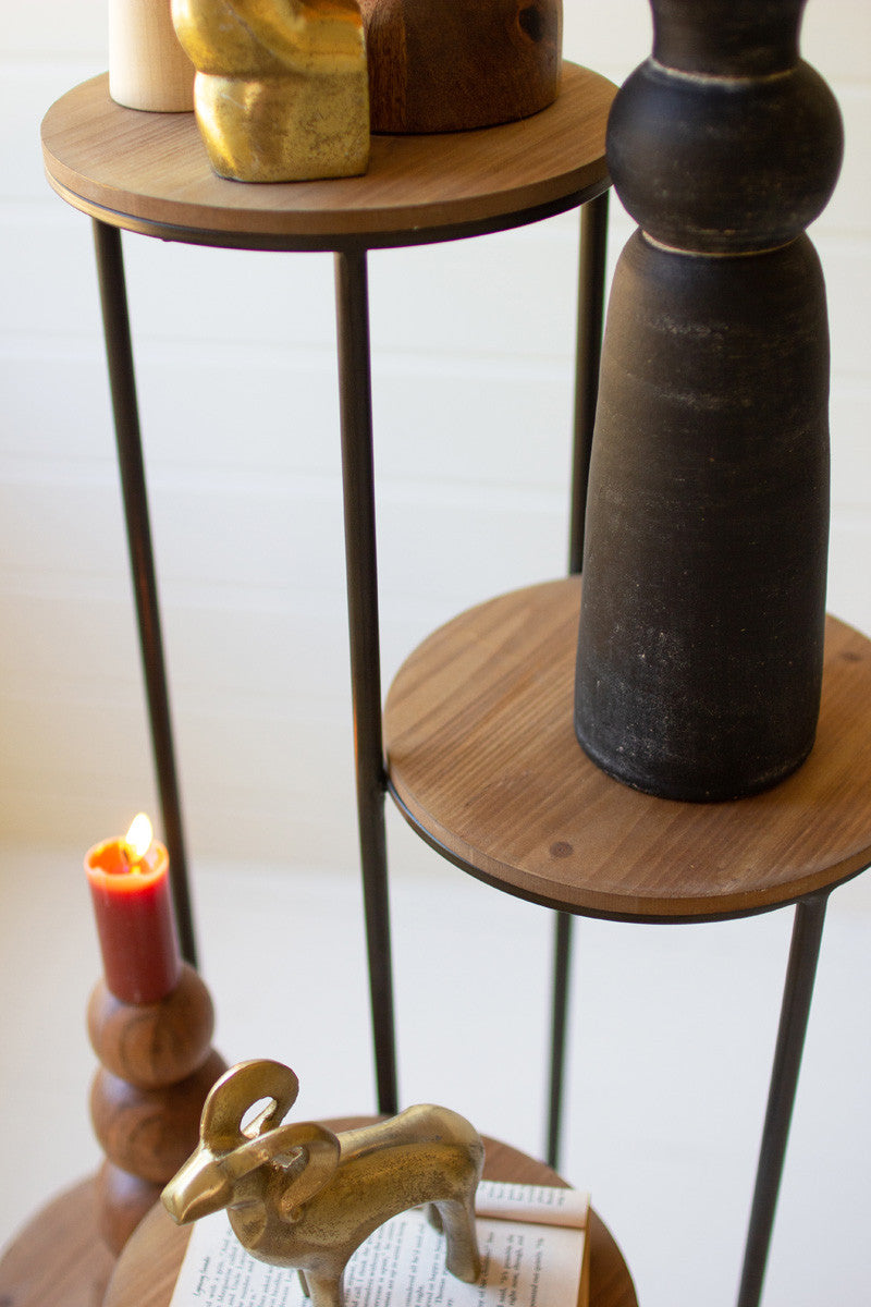 Four Tiered Wood And Metal Round Display | Display Cases |  Modishstore  - 2