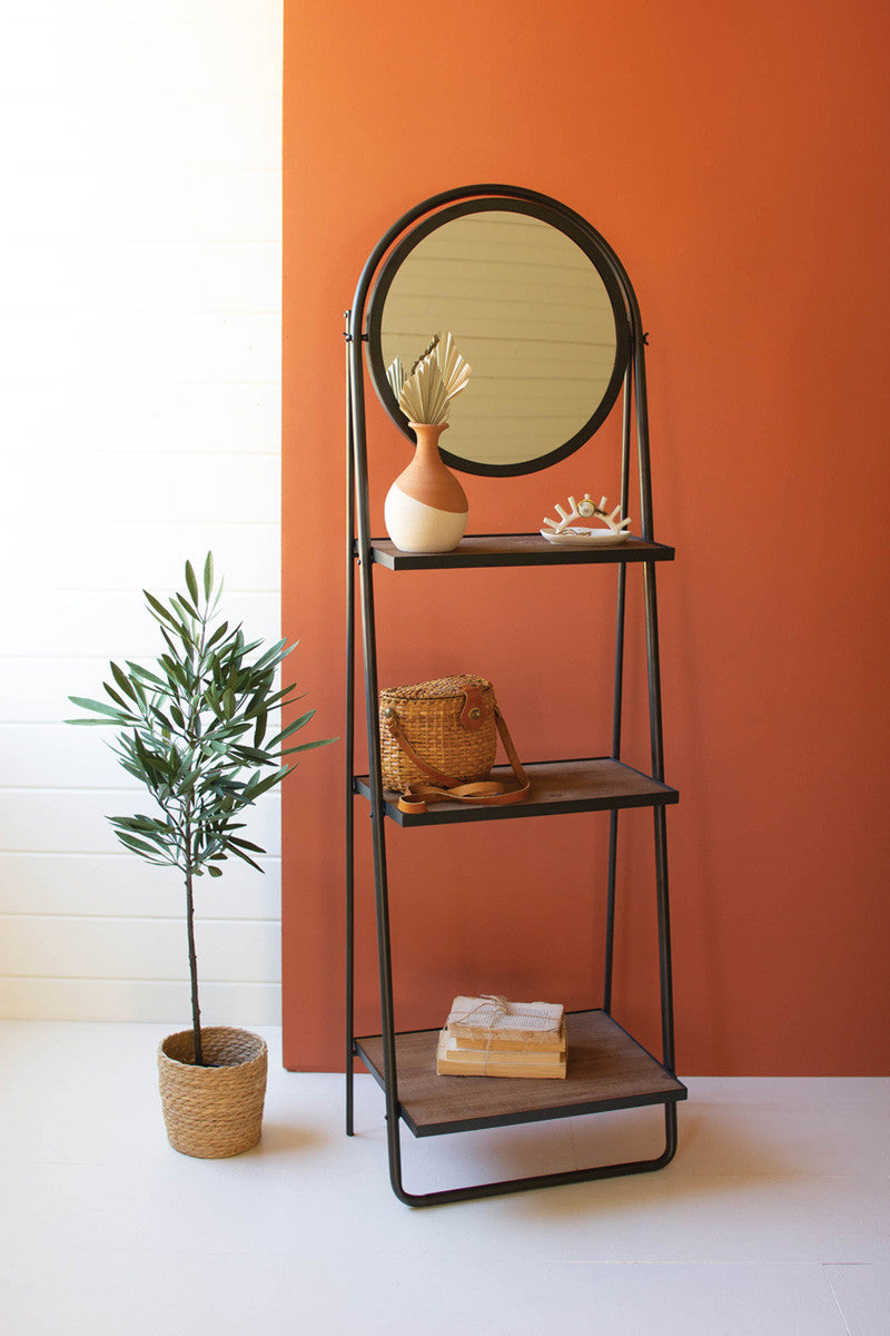 Leaning Wall Mirror With Shelves By Kalalou | Shelves & Shelving Units | Modishstore