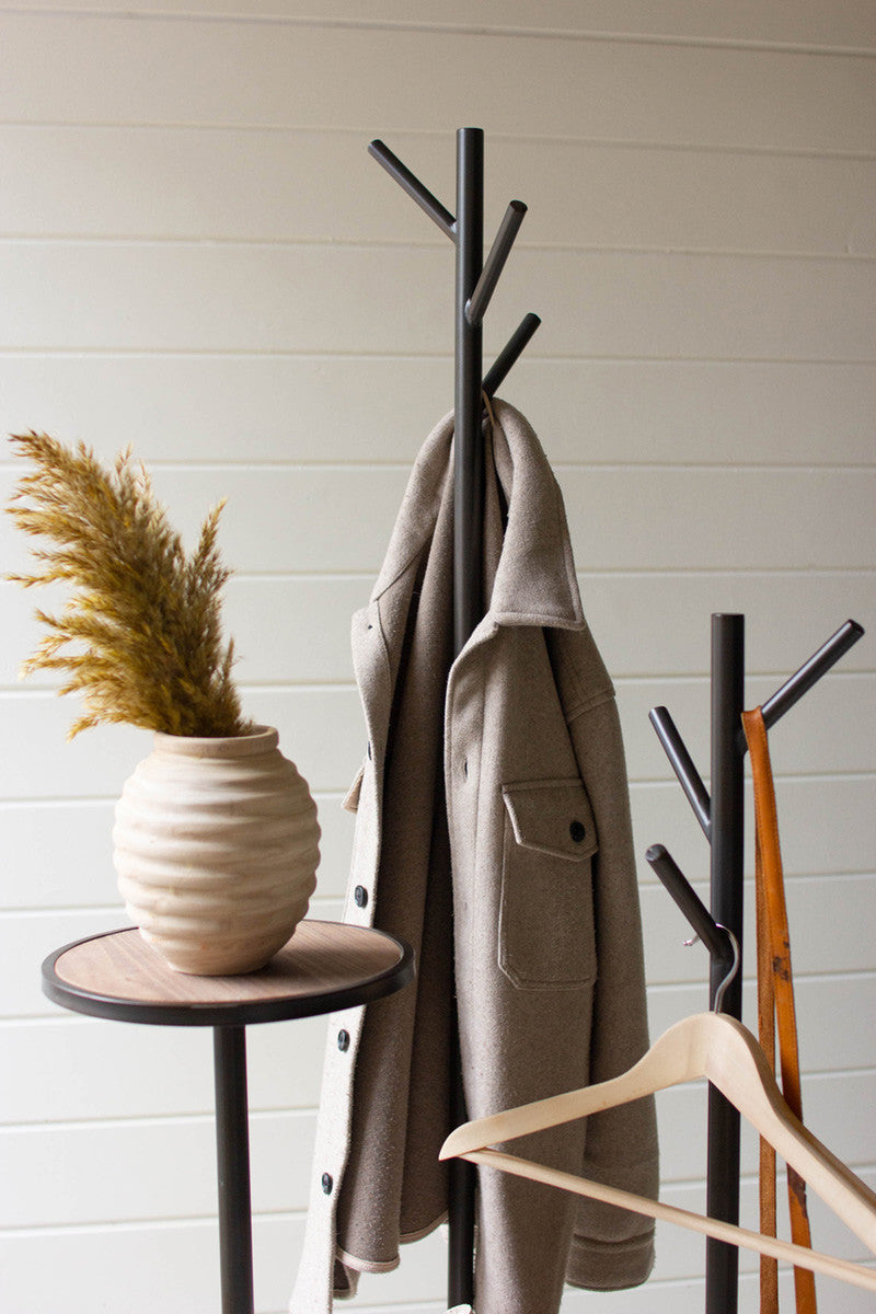 Metal And Wood Coat Rack With Round Shelves By Kalalou | Coat Racks | Modishstore - 5