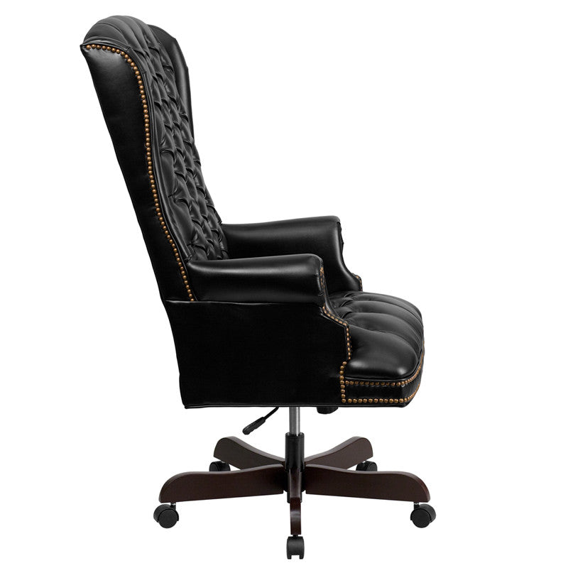 Flash Furniture CI-360-BK-GG High Back Traditional Tufted Black Leather Executive Swivel Office Chair | Office Chairs | Modishstore-4