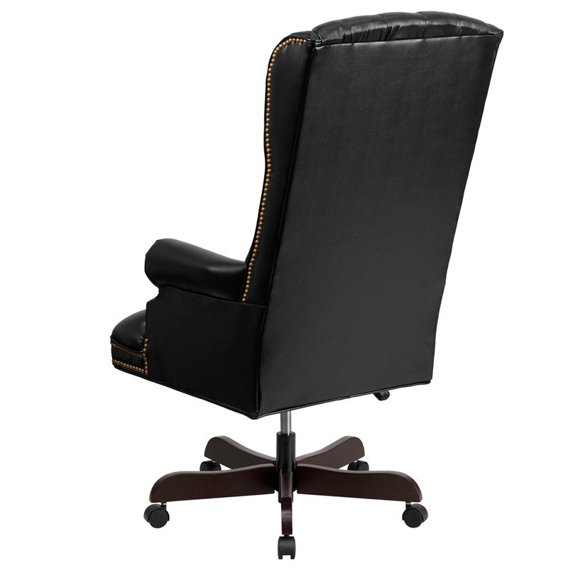 Flash Furniture CI-360-BK-GG High Back Traditional Tufted Black Leather Executive Swivel Office Chair | Office Chairs | Modishstore - 3