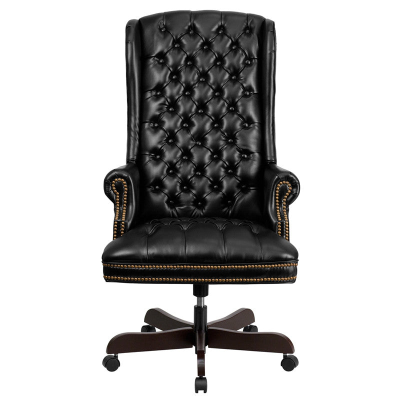 Flash Furniture CI-360-BK-GG High Back Traditional Tufted Black Leather Executive Swivel Office Chair | Office Chairs | Modishstore - 2