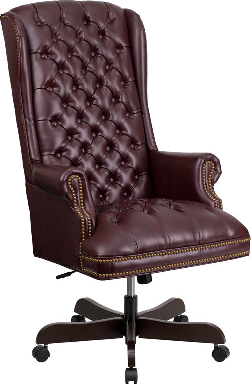 Flash Furniture CI-360-BY-GG High Back Traditional Tufted Burgundy Leather Executive Swivel Office Chair | Office Chairs | Modishstore