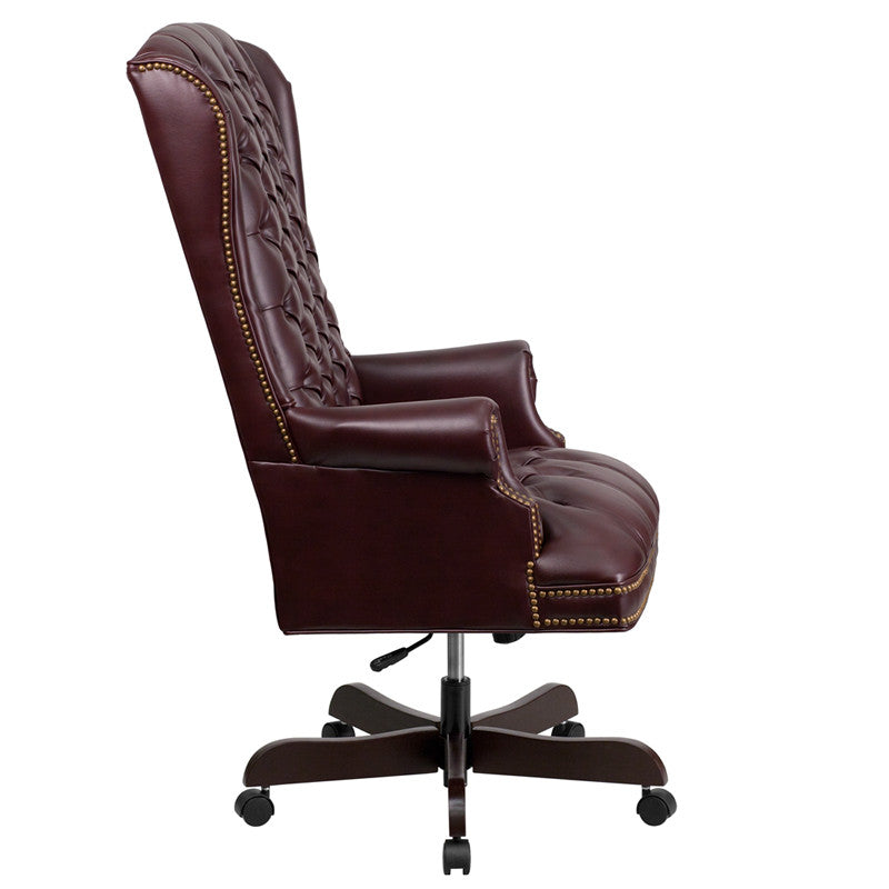 Flash Furniture CI-360-BY-GG High Back Traditional Tufted Burgundy Leather Executive Swivel Office Chair | Office Chairs | Modishstore - 4