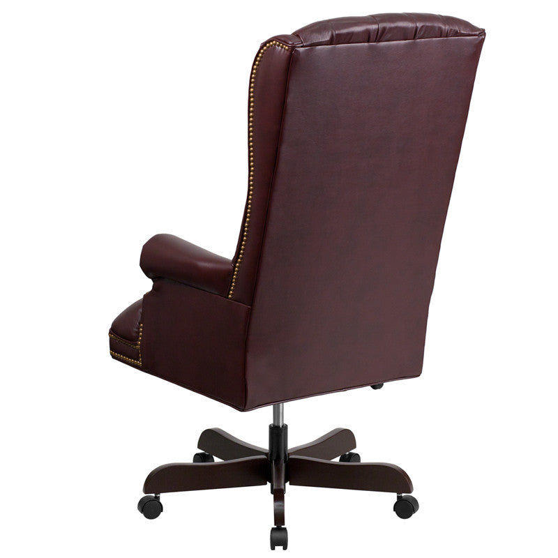 Flash Furniture CI-360-BY-GG High Back Traditional Tufted Burgundy Leather Executive Swivel Office Chair | Office Chairs | Modishstore-3