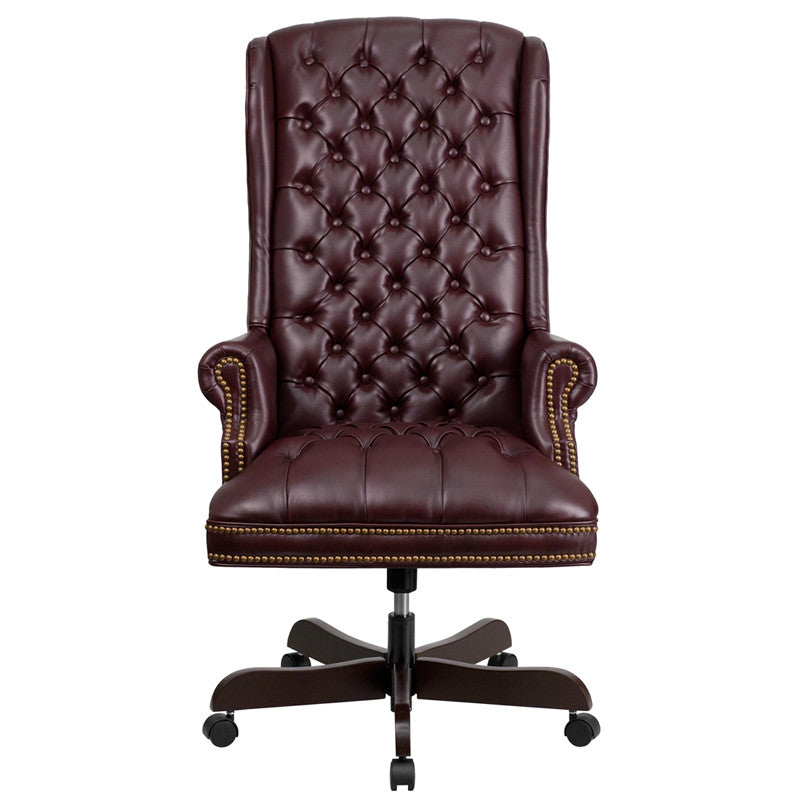 Flash Furniture CI-360-BY-GG High Back Traditional Tufted Burgundy Leather Executive Swivel Office Chair | Office Chairs | Modishstore - 2