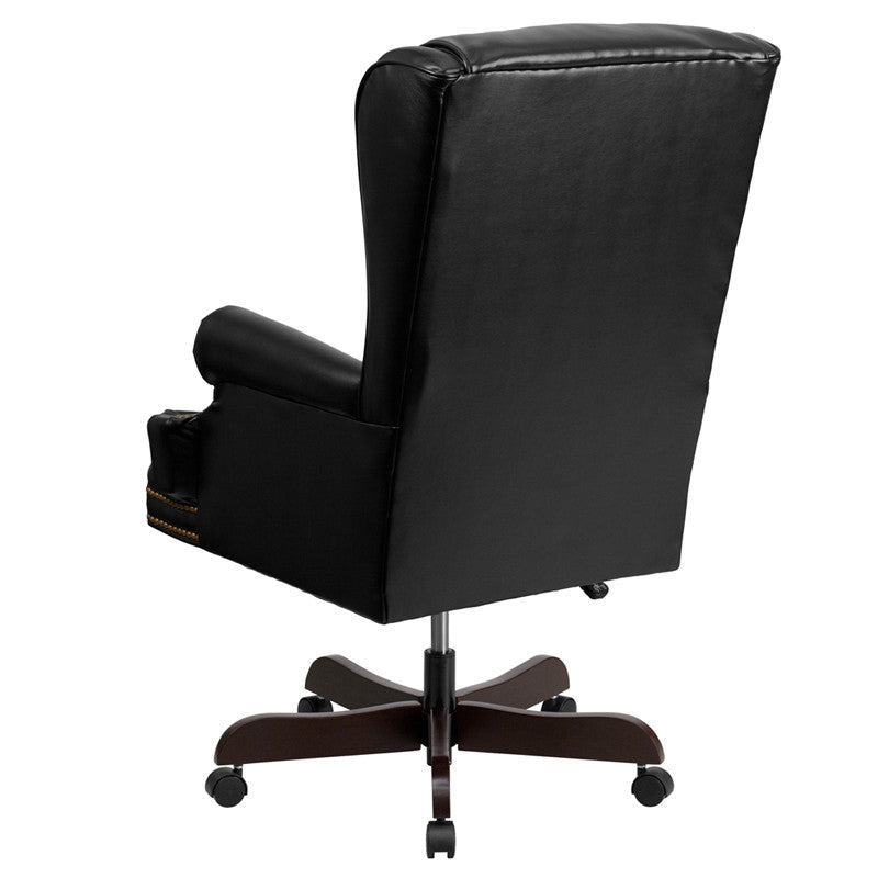 Flash Furniture CI-J600-BK-GG High Back Traditional Tufted Black Leather Executive Swivel Office Chair | Office Chairs | Modishstore - 3