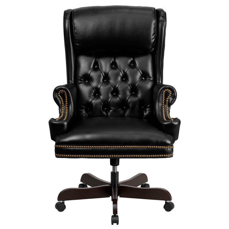 Flash Furniture CI-J600-BK-GG High Back Traditional Tufted Black Leather Executive Swivel Office Chair | Office Chairs | Modishstore - 2