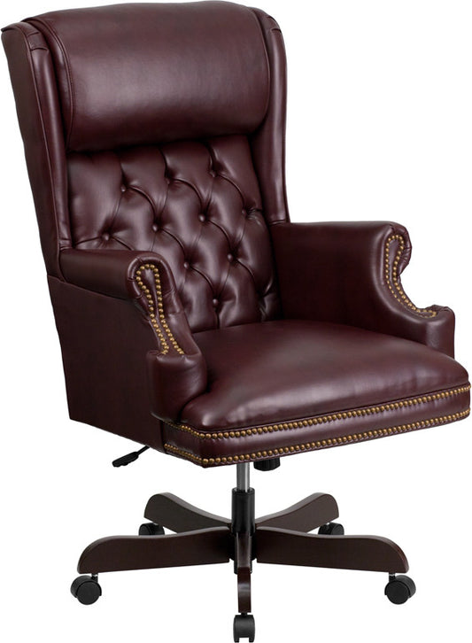 Flash Furniture CI-J600-BY-GG High Back Traditional Tufted Burgundy Leather Executive Swivel Office Chair | Office Chairs | Modishstore
