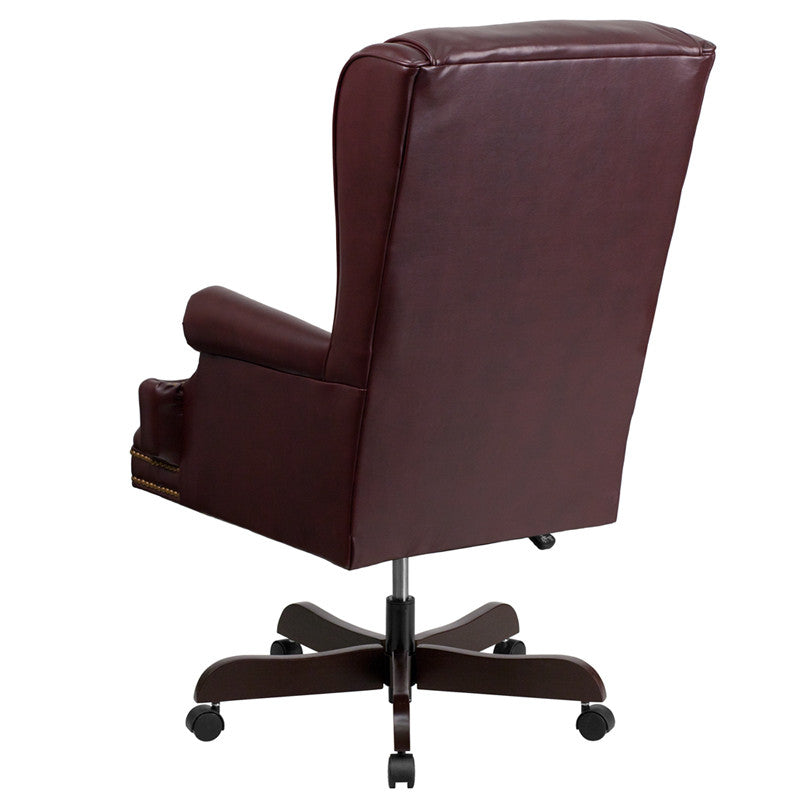 Flash Furniture CI-J600-BY-GG High Back Traditional Tufted Burgundy Leather Executive Swivel Office Chair | Office Chairs | Modishstore-3