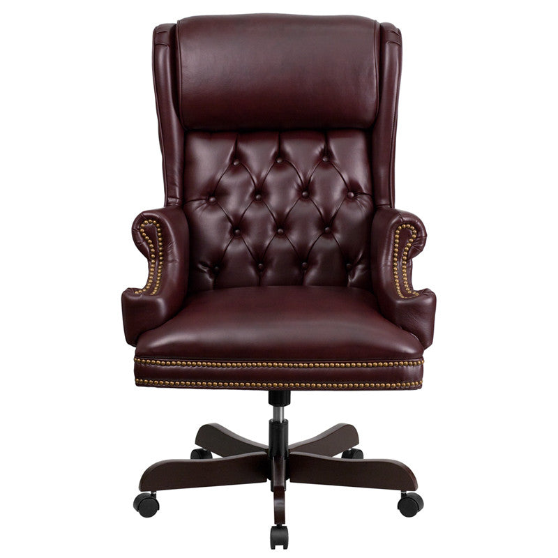 Flash Furniture CI-J600-BY-GG High Back Traditional Tufted Burgundy Leather Executive Swivel Office Chair | Office Chairs | Modishstore-2