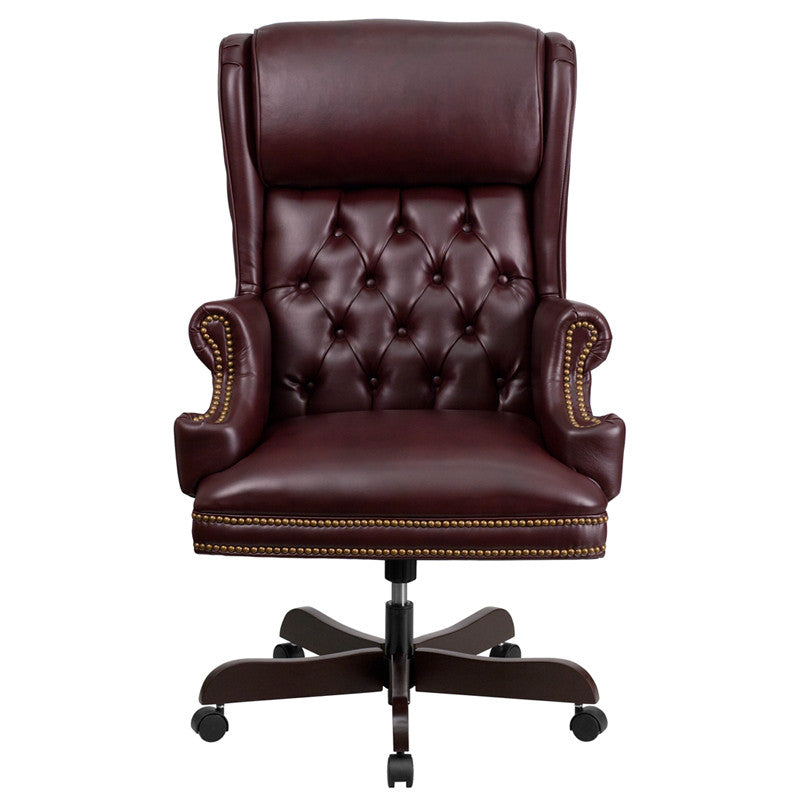 Flash Furniture CI-J600-BY-GG High Back Traditional Tufted Burgundy Leather Executive Swivel Office Chair | Office Chairs | Modishstore - 2