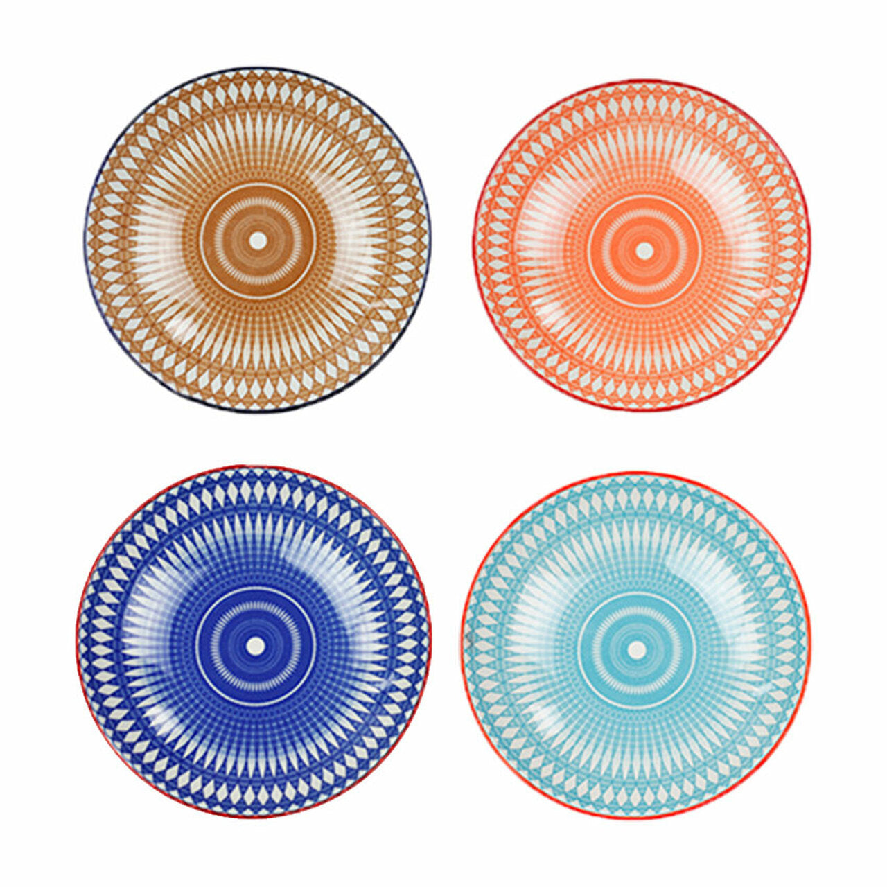 Geometric Print Ceramic Bowls Set of 4 by Vagabond Vintage | Modishstore | Decorative Bowls-4