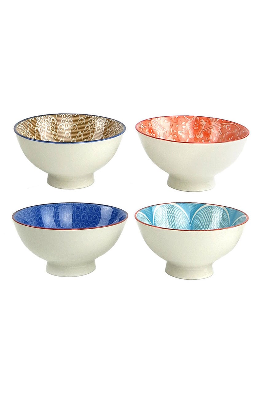 Assorted Ceramic Bowls - Small Set 4 of  By Vagabond Vintage | Modishstore | Bowls-4